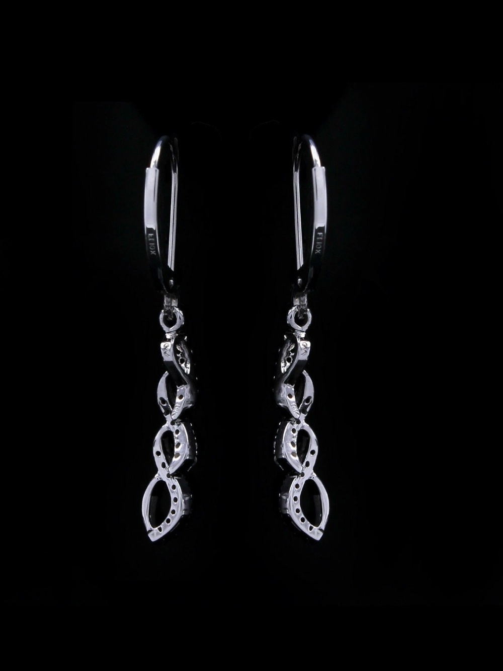 Kay Jewelers Silver Black and White Twisted Drop Diamond Earrings - Picture 3 of 4